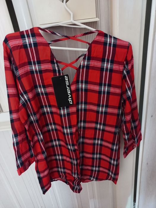 Długa koszula w kratę, tunika