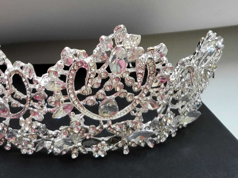 Srebrna Korona diadem kryształy swarovski