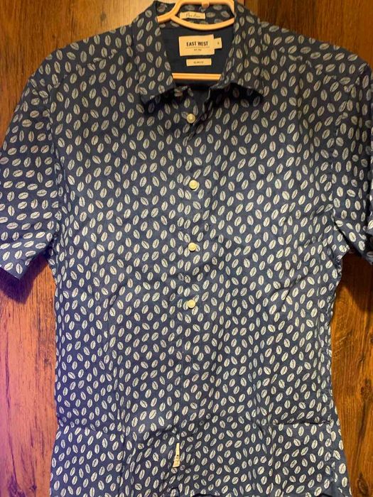 Мужская льняная рубашка с коротким рукавом от East West M