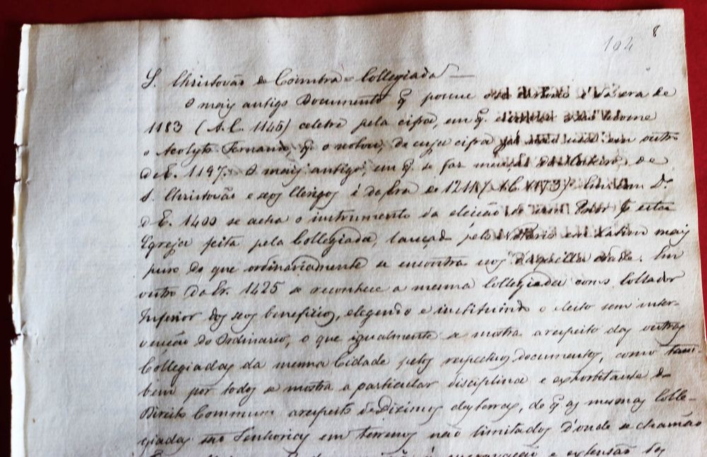 Coimbra Colegiada de S. Cristóvão manuscrito c/cópia de inscrições