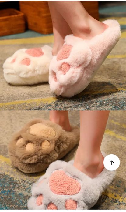 Тапочки дитячі теплі Котяча лапка для дівчаток бавовняні плюшеві тапки