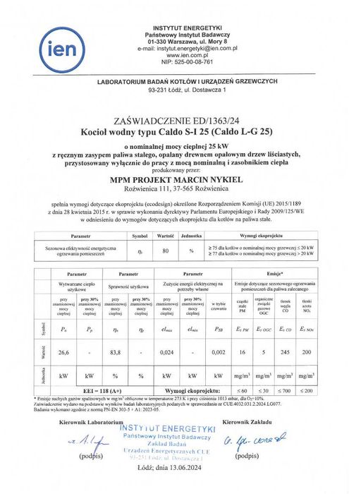 Kocioł zgazowujący drewno MPM CALDO S-I 25 kW - 5 klasa - Ecodesign