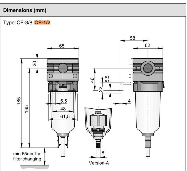 Filtro linha ar comprimido separador água Hoerbiger / Origa