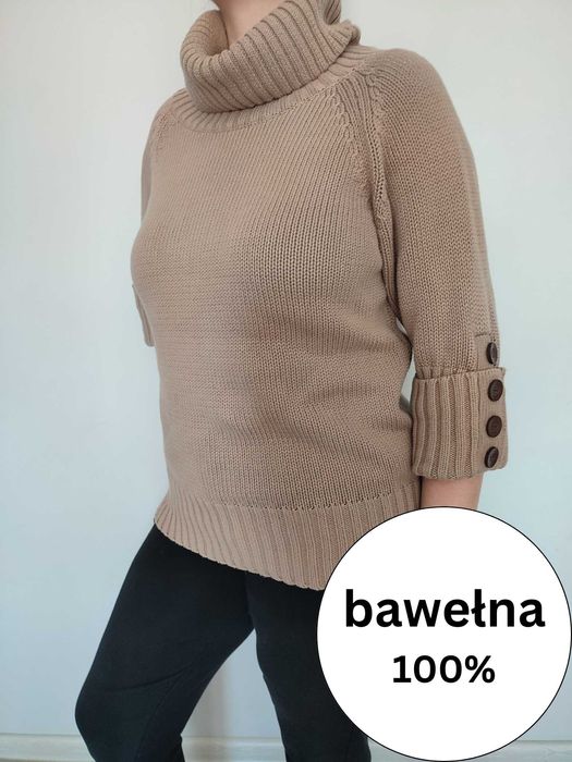 Bawełniany sweter z golfem oversize XL 42