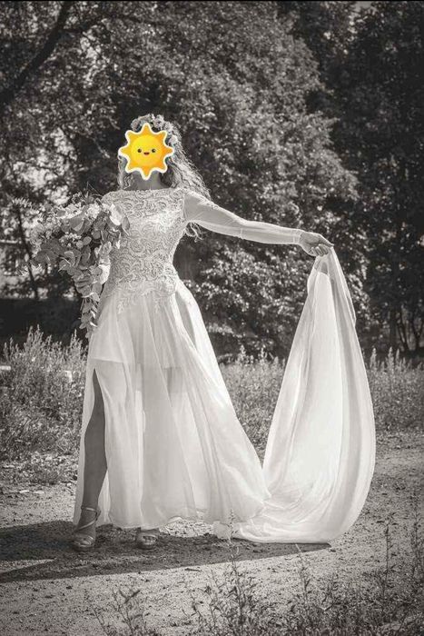 Suknia ślubna rustykalna/boho, r. 36/38 GALA