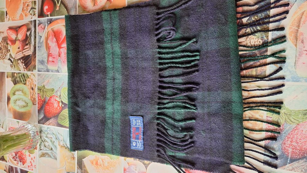 Szalik 134/31cm lambswool czysta wełna,ciepły,krata prezent