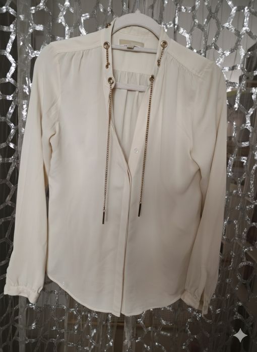 Elegancka koszula ecru ze złotymi łańcuszkami Michael Kors Glamour S