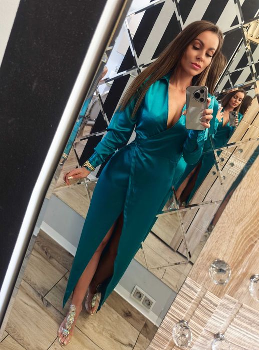 Loveown piękna satynowa z efektem wow 34 XS impreza wesele komunia sylwester