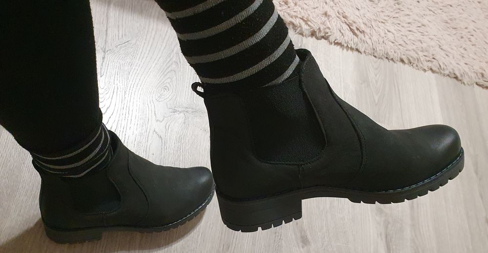 Kornecki botki wsuwane damskie skóra nubukowa roz.36