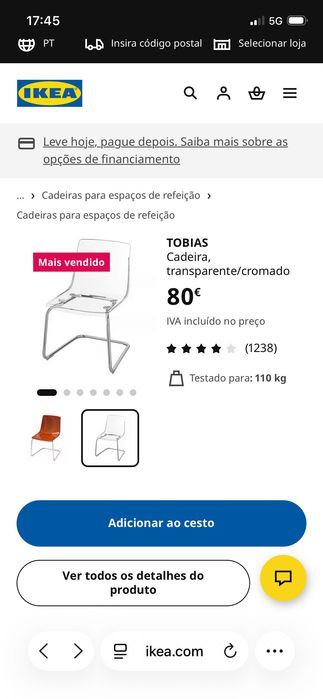 Mesa de jantar com 6 cadeiras 180x85