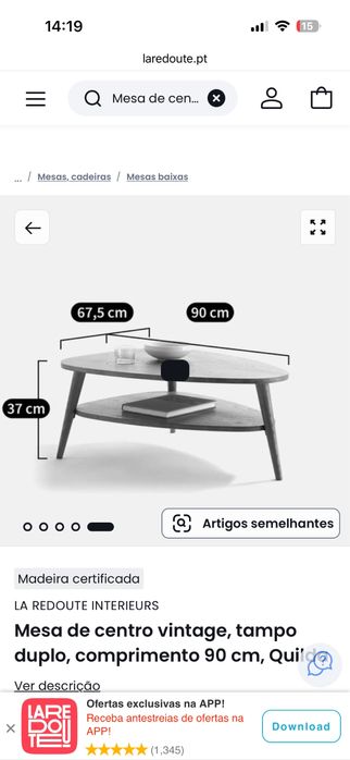 Mesa de centro tampo duplo