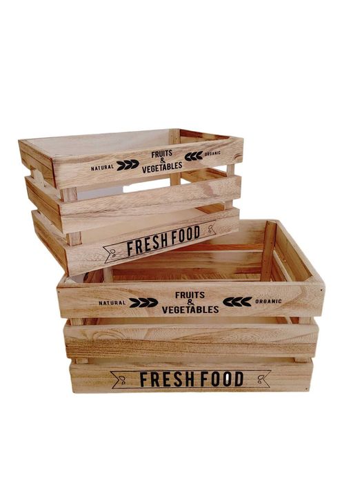 Conjunto 2 caixotes madeira "Fresh Food"