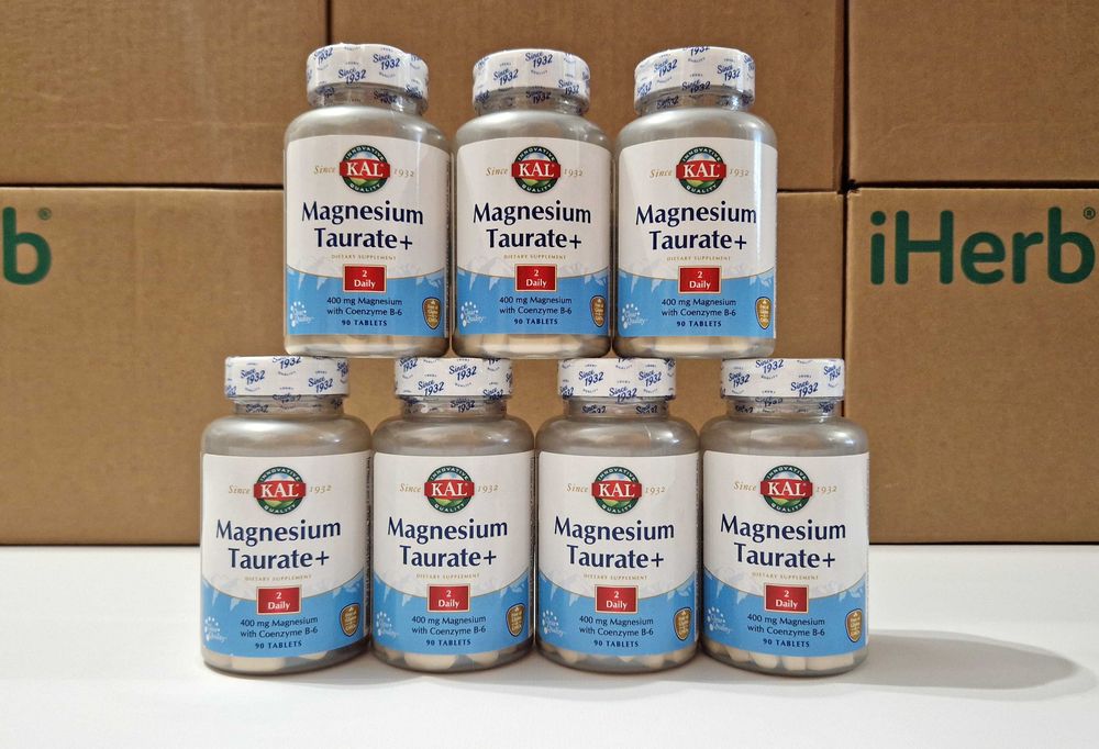 KAL Магний таурат с витамином B6, 200мг, 90 и 180шт. Magnesium Taurate