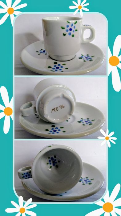 Chávenas de café, peças únicas, pintadas a mão 1996