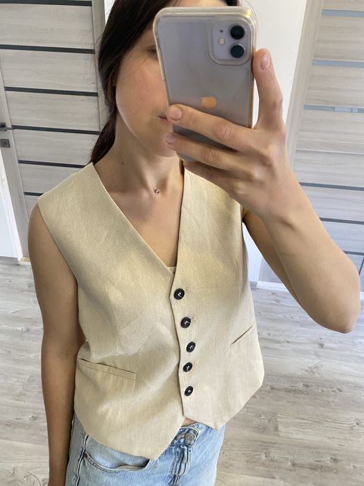 Жилет zara s m базова жилет лляний