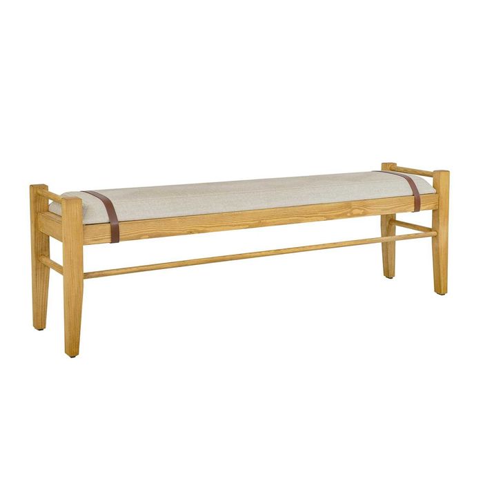 Nowoczesna ławka drewniana z tapicerowanym siedziskiem PEL 20