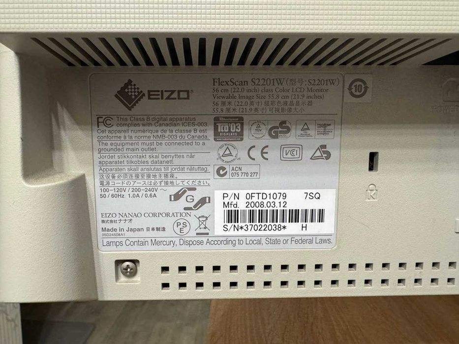 Монітор 22" EIZO FlexScan S2201W