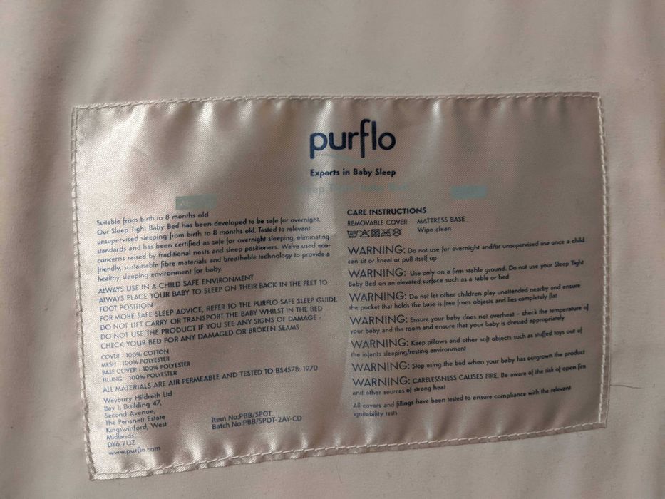 PurFlo Sleep Tight Baby Bed - Scandi Spot / Alcofa