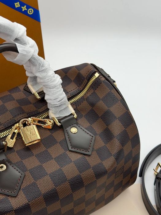 Louis Vuitton Speedy Bandouliete 25 Damier Ebene , кожаная сумка новая
