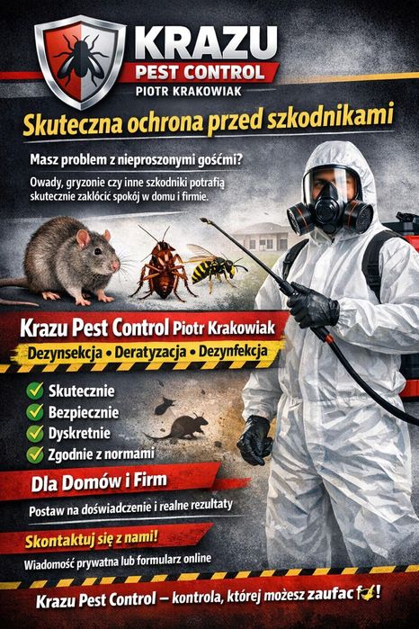 Deratyzacja, Dezynsekcja, Dezynfekcja, Ozonowanie, HACCP "Krazu"