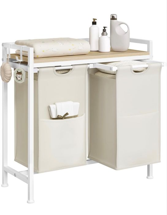 Kosz na pranie Woltu 40l biały  podwójny pakowny kosz na pranie