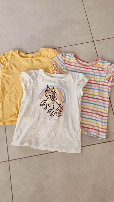T-shirt bluzki koszulki C&A 140 dla dziewczynki 3 szt.