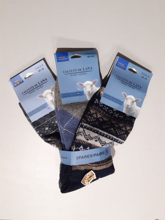 6 pares de meias novas em lã tamanho 40-46