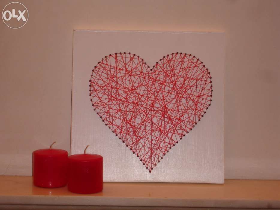 Quadro com pregos e linhas64552549579779122