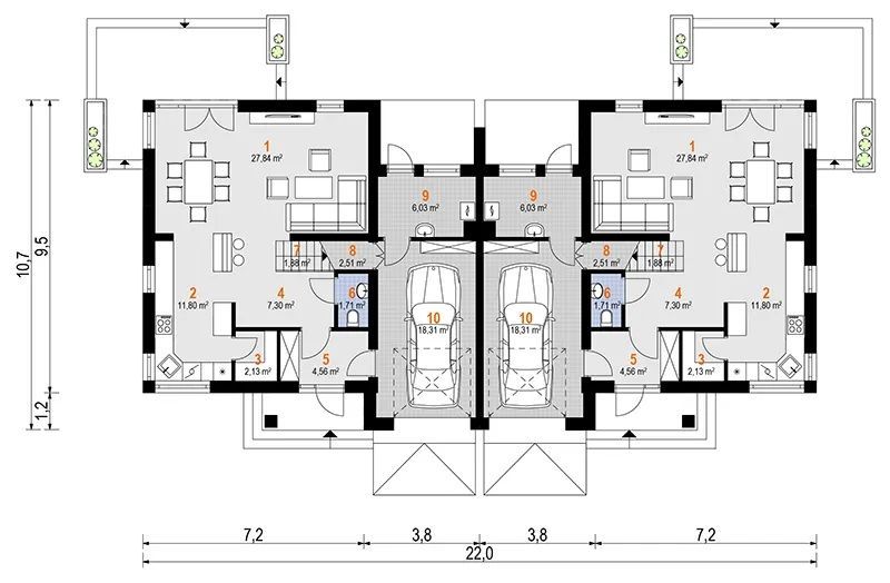 Lusówko Nowoczesny dom bliźniak z ogrodem i garażem działka 800 m2