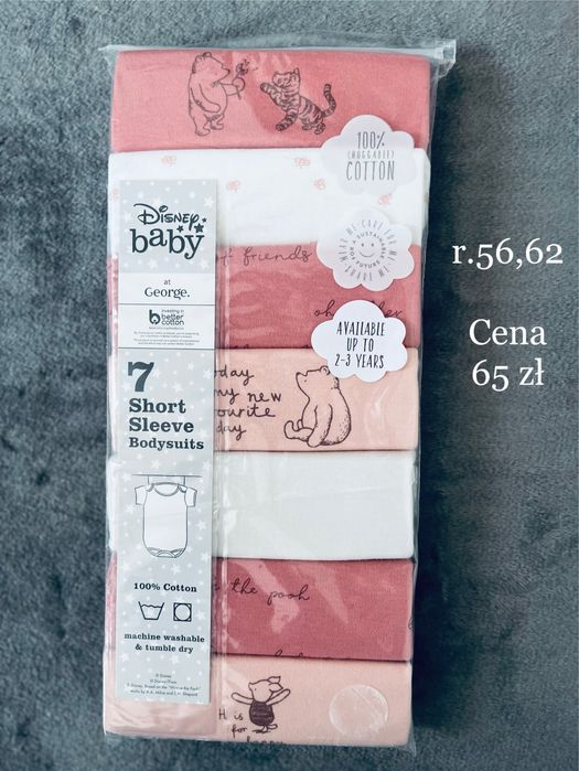 Body Kubuś Puchatek dziewczynka 7-pak, rozm 56,62 George