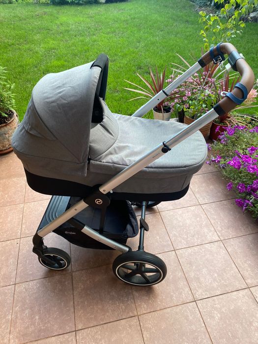 Cybex Balios S Lux wózek gondola spacerówka 2w1 SLV B Soho Grey szary brązowe skórzane uchwyty