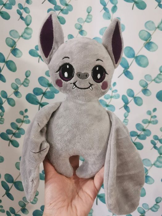 Handmade duży nietoperz jasny szary plus śliwka