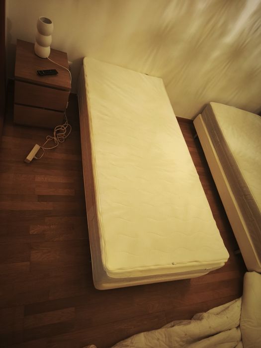 Cama de solteiro sommier colchão e sobre colchão