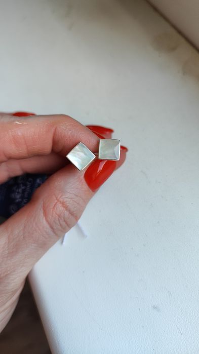 Сережки гвоздики срібло перламутр