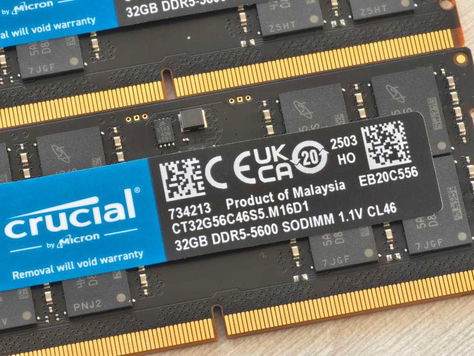Crucial 64GB (2x32GB) SO-DIMM DDR5 5600 MHz (CT32G56C46S5.M16D1)