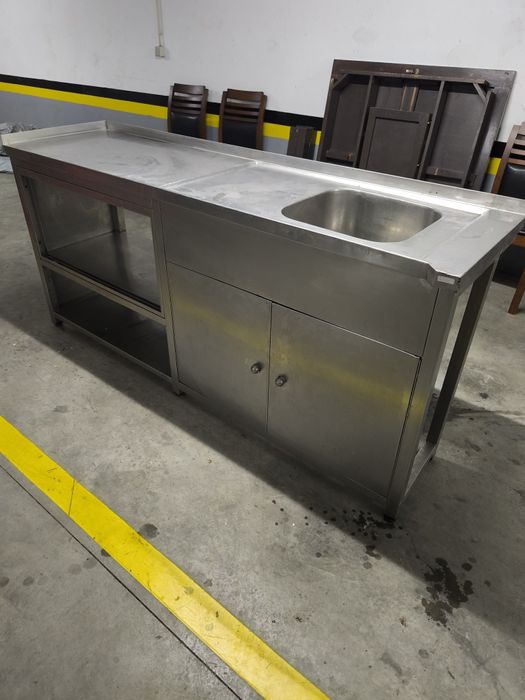 Bancada inox com cuba