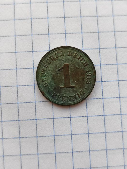 Німецька монета 1 Pfennig 1913 р