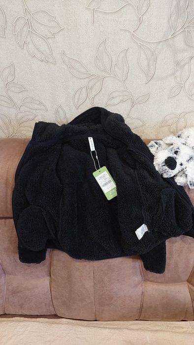 Пушистая махровая кофта курточка с капюшоном 6 - 8 лет