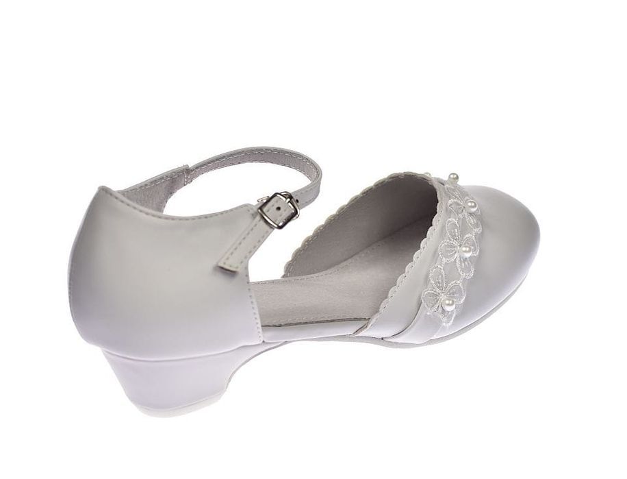 Buty komunijne białe balerinki obcas dziewczęce 42/24 roz. 36