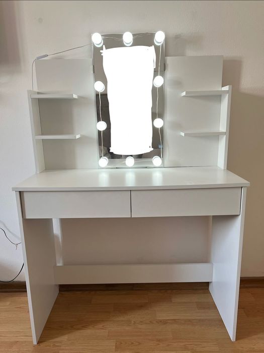 Toucador com luzes LED 96x40x142 cm branco vidaXL