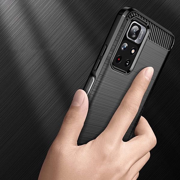 Carbon Case elastyczne etui pokrowiec Poco M4 Pro 5G czarny
