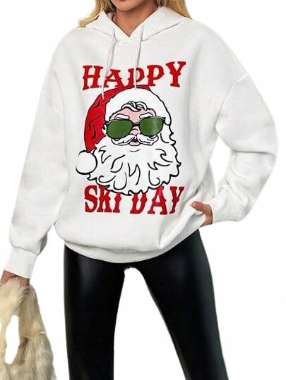 Shein bluza z kapturem damska biała ocieplana m ł6b
