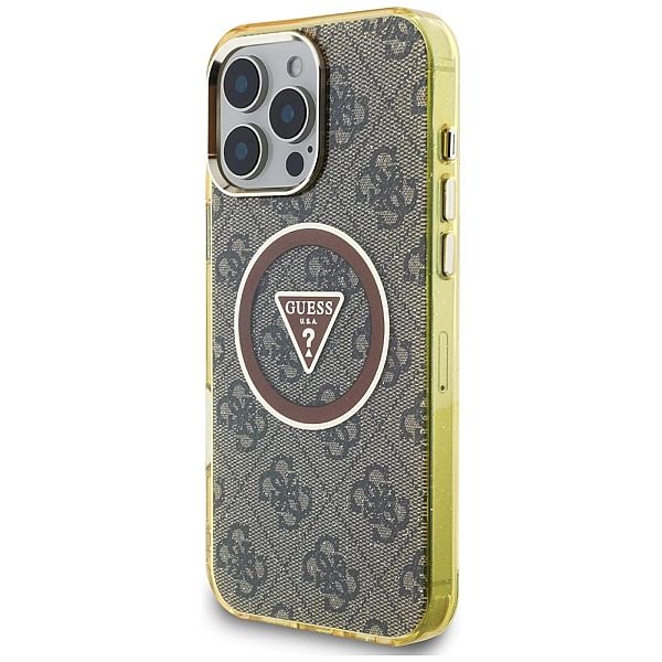 Etui Guess IML Metal Glitter 4G Circle Triangle MagSafe na iPhone 16 P