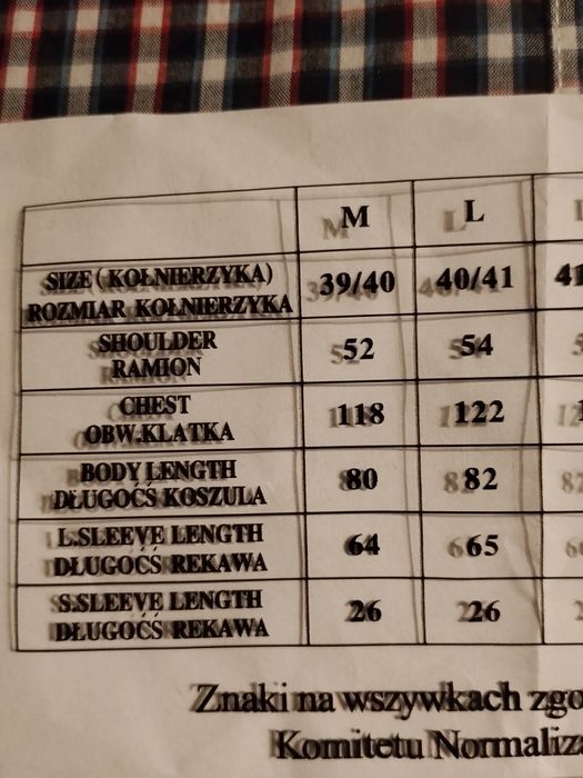 Koszula męska, nowa, kratka , krótki rękaw, M 39/40