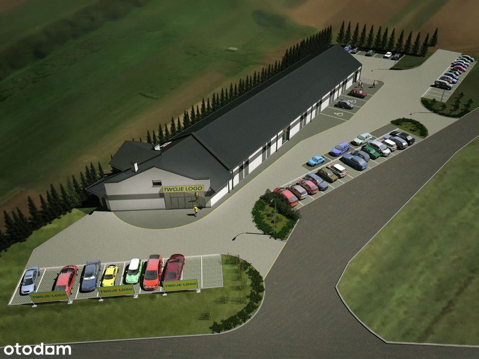 Budynek Handlowo Usługowy 800-900m2 + parkingi, plac na działce 0,5ha.