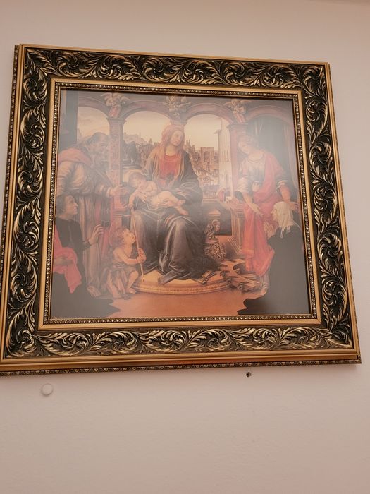 Ilustracja duża w złotej ramie