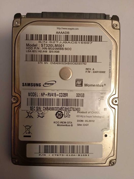 disco rígido 320gb hdd 2.5  sansung