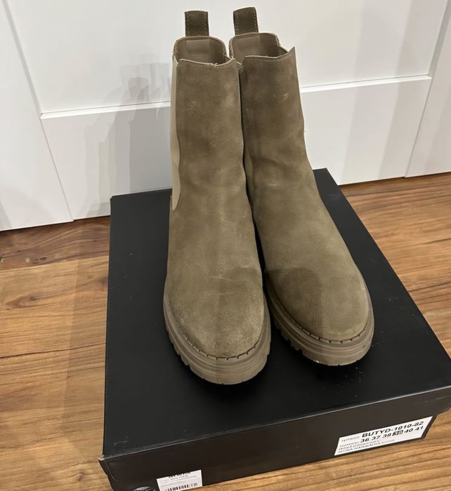 Sztyblety, kozaki skórzane beżowe Ochnik