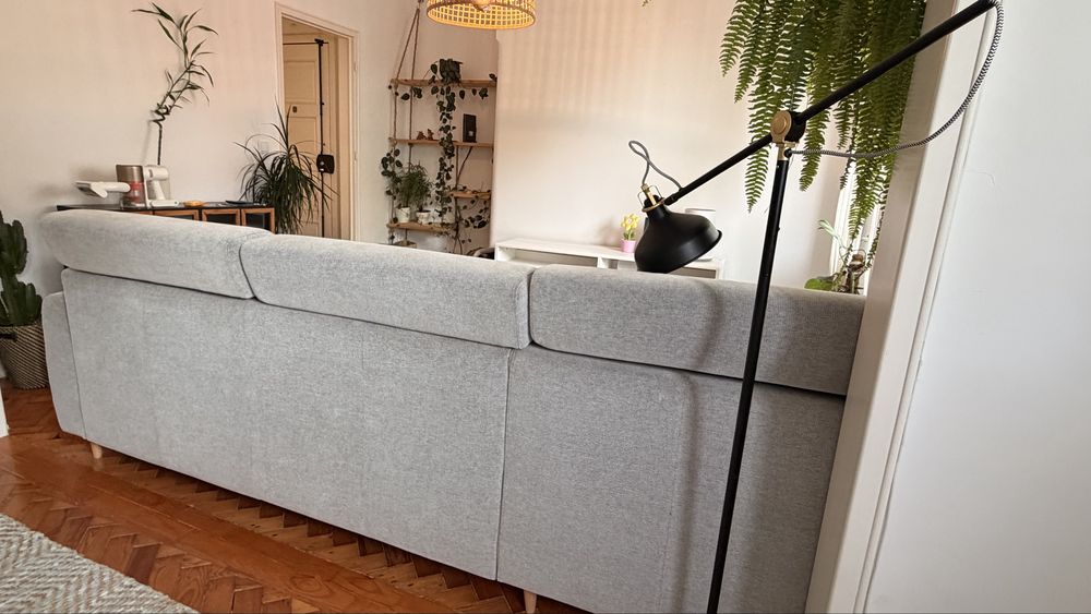 Sofá IKEA SLATORP 3 lugares c/ chaise longue (Cinza Claro)