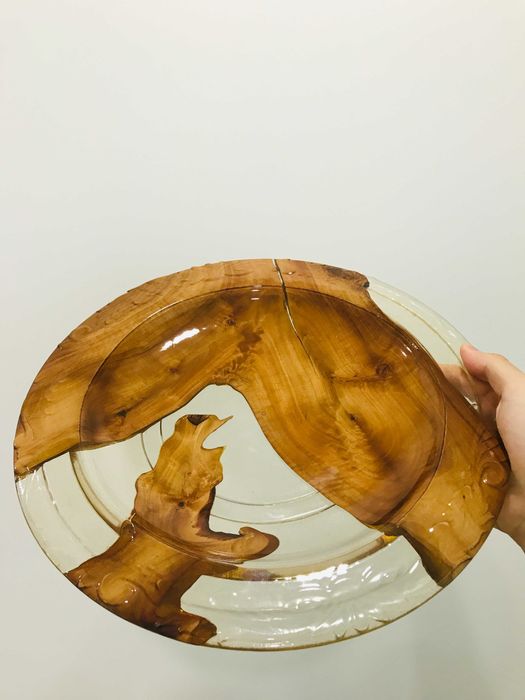 Handmade Поднос/Тарелка в винтажнем стиле, дерево и эпоксидная смола